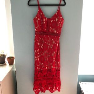 Crochet lace red dress